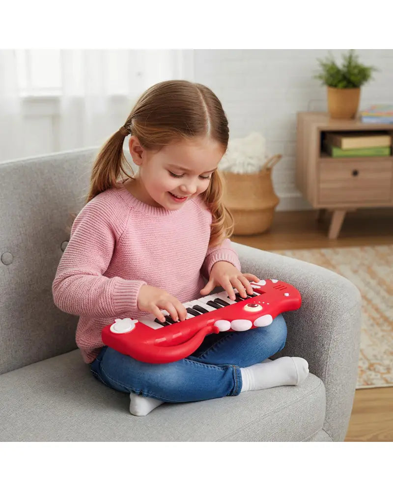 25-Key Kids Piano Keyboard Dinosaur Shape Toy Digital Piano with Built-in Music & Light-Red - Red - Pianos & Keyboards