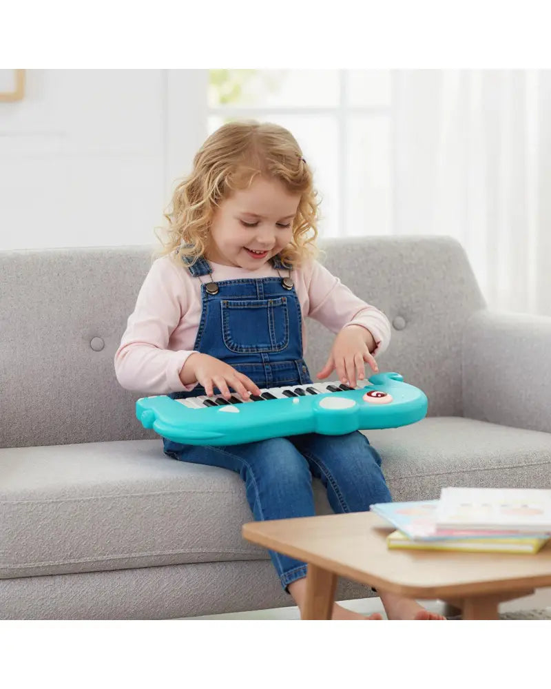 25-Key Kids Piano Keyboard Elephant Shape Toy Digital Piano with Built-in Music and Light-Blue - Blue - Pianos &