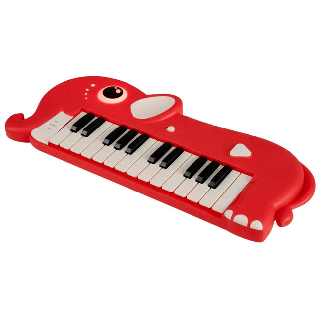 25-Key Kids Piano Keyboard Elephant Shape Toy Digital Piano with Built-in Music and Light-Red - Red - Pianos & Keyboards
