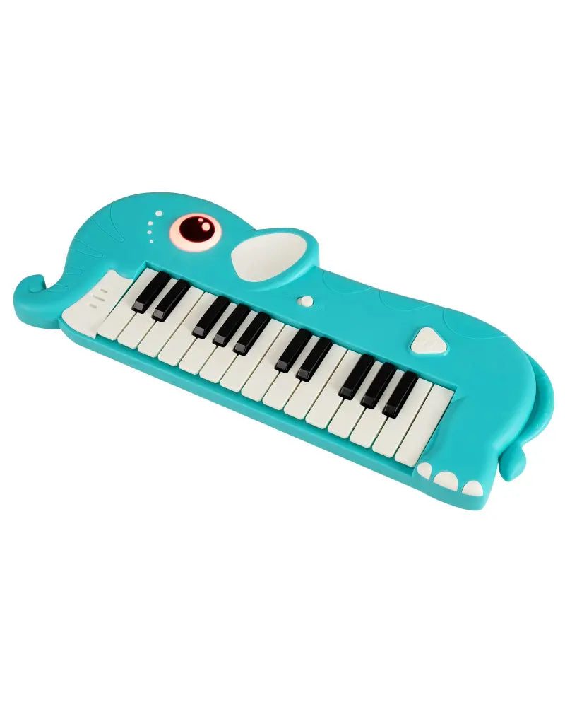 25-Key Kids Piano Keyboard Elephant Shape Toy Digital Piano with Built-in Music and Light-Blue - Blue - Pianos &