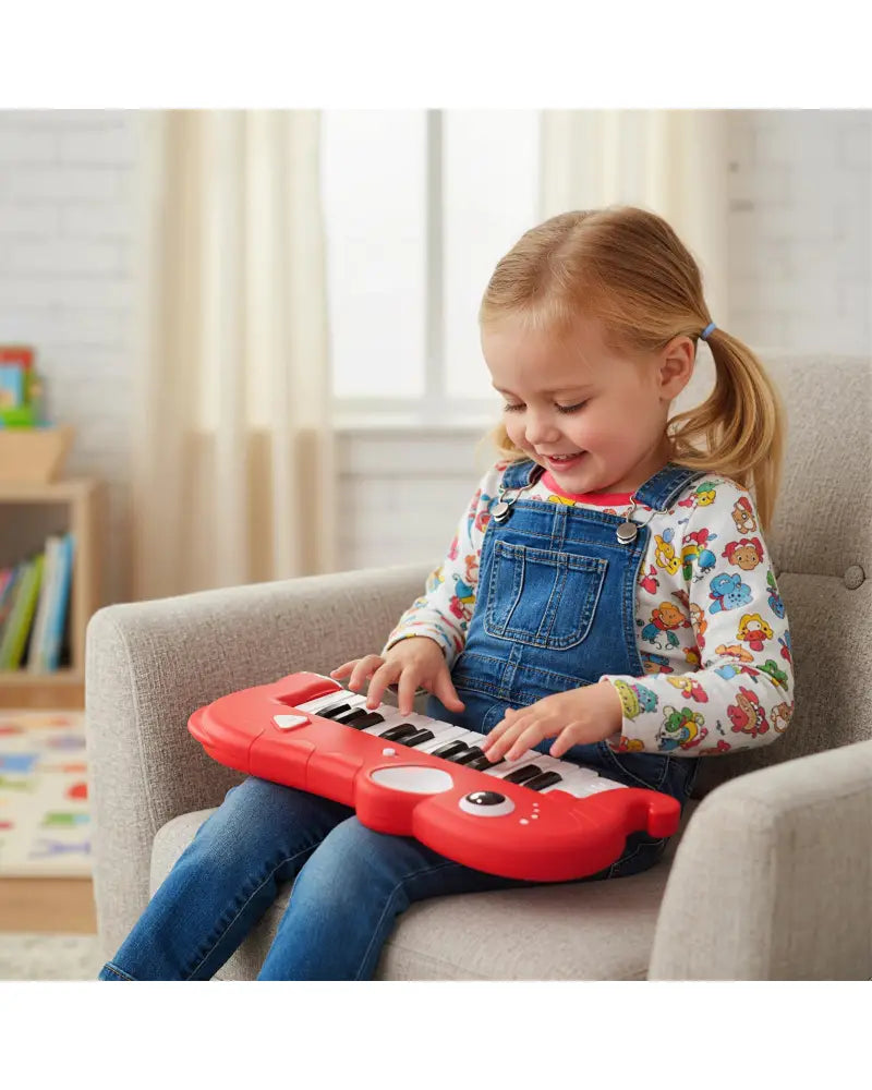25-Key Kids Piano Keyboard Elephant Shape Toy Digital Piano with Built-in Music and Light-Red - Red - Pianos & Keyboards