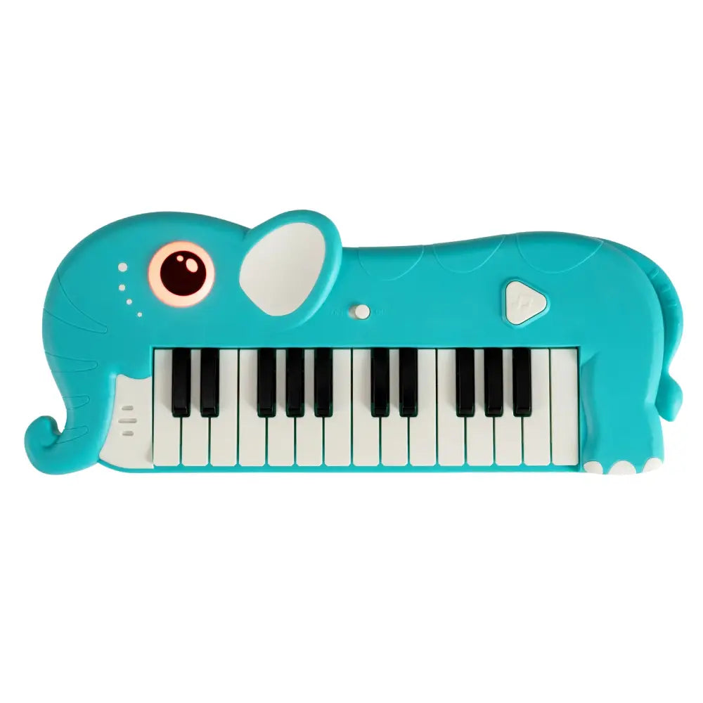25-Key Kids Piano Keyboard Elephant Shape Toy Digital Piano with Built-in Music and Light-Blue - Blue - Pianos &