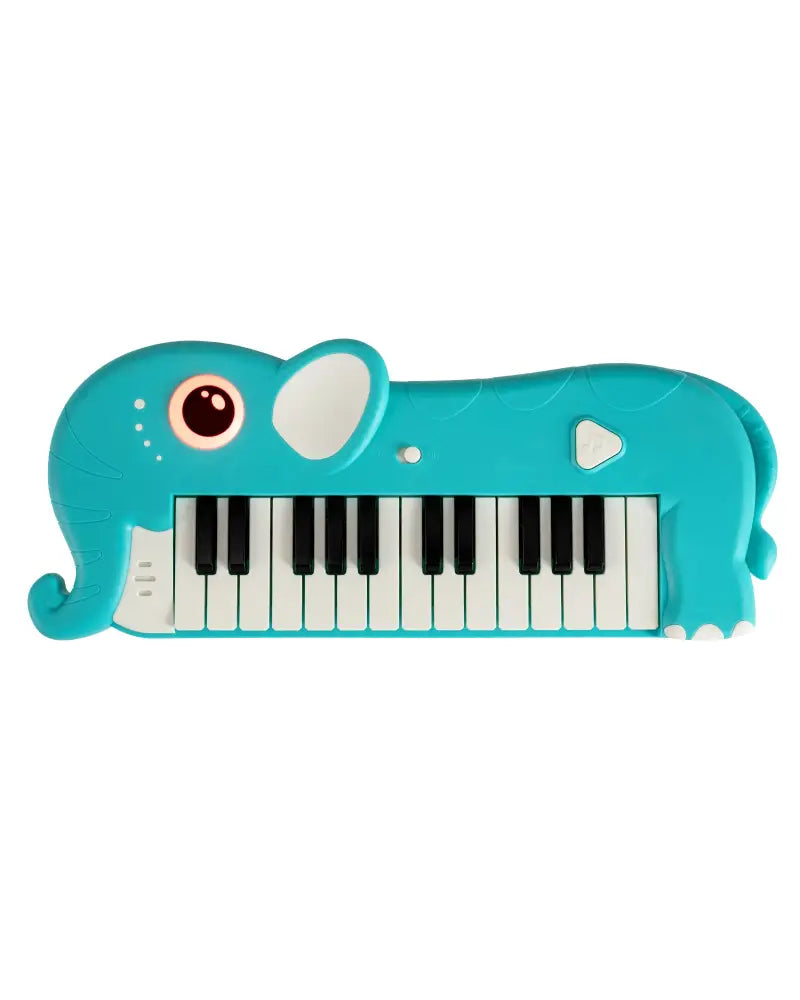 25-Key Kids Piano Keyboard Elephant Shape Toy Digital Piano with Built-in Music and Light-Blue - Blue - Pianos &