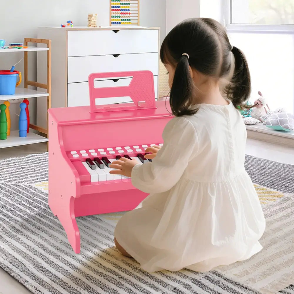 25 Keys Kids Piano Keyboard with Adjustable Speed and Teaching Mode-Pink - Pink - Pianos & Keyboards