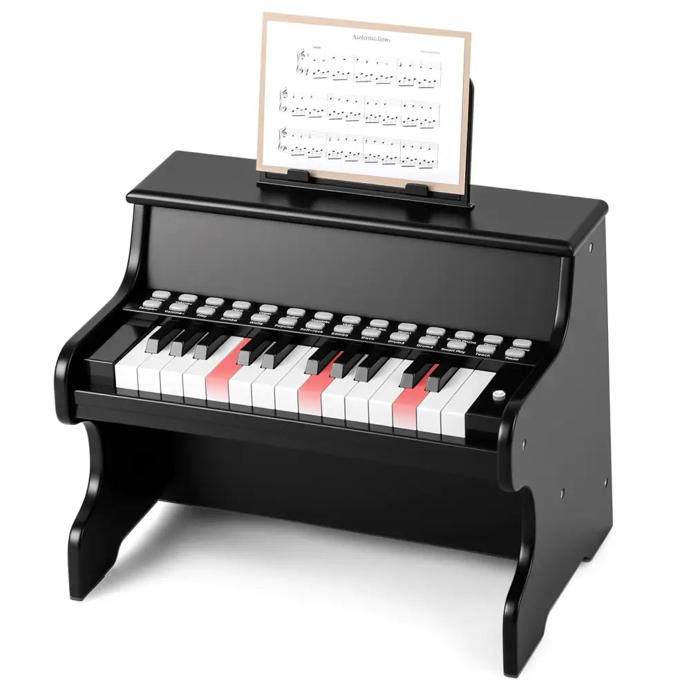 25 Keys Kids Piano Keyboard with Adjustable Speed and Teaching Mode-Black - Black - Pianos & Keyboards