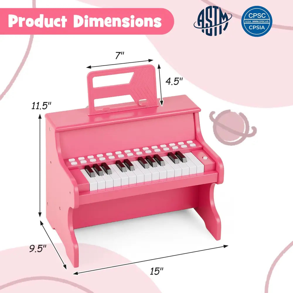25 Keys Kids Piano Keyboard with Adjustable Speed and Teaching Mode-Pink - Pink - Pianos & Keyboards