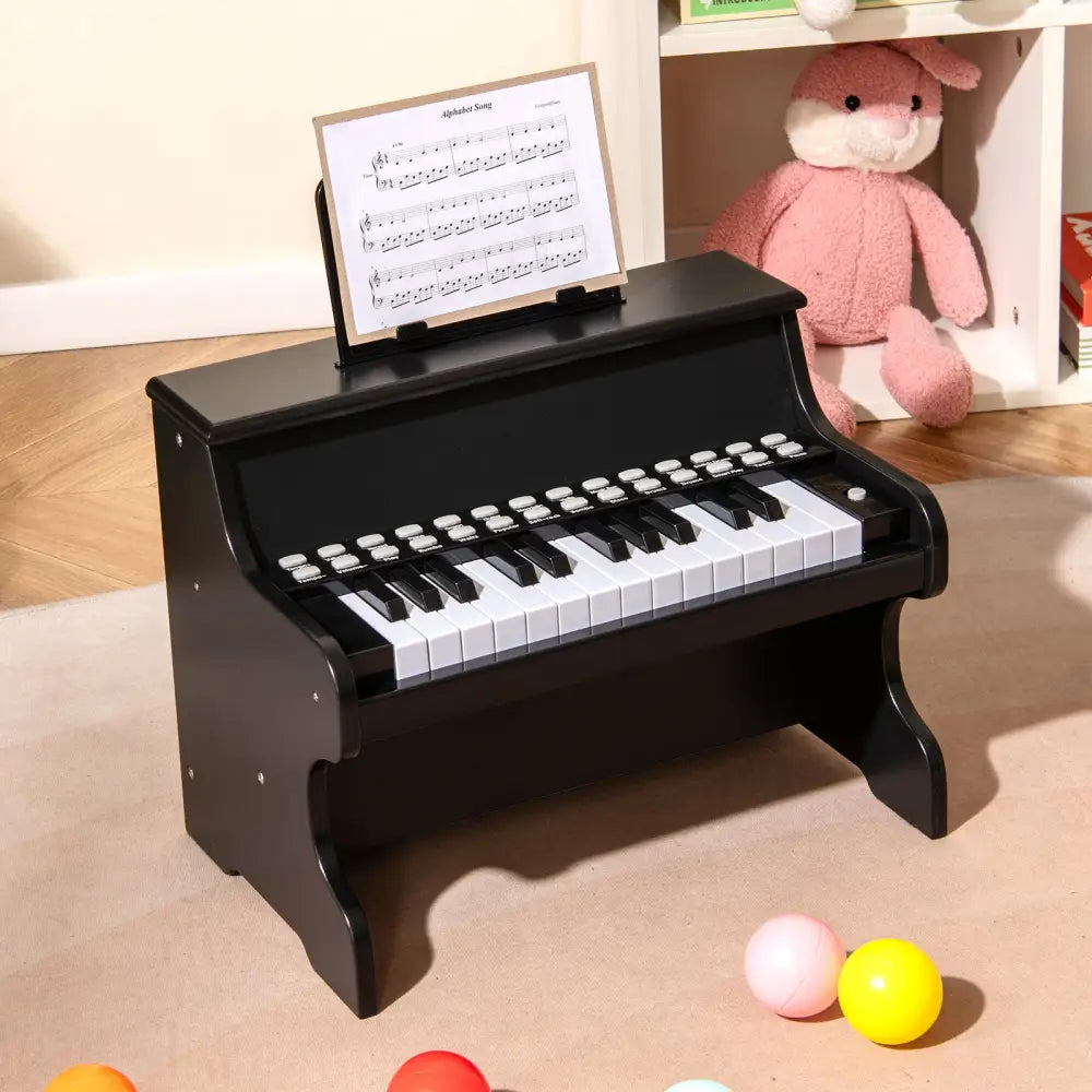 25 Keys Kids Piano Keyboard with Adjustable Speed and Teaching Mode-Black - Black - Pianos & Keyboards