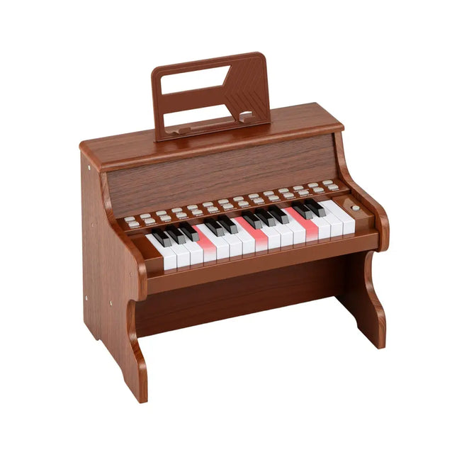 25 Keys Kids Piano Keyboard with Adjustable Speed and Teaching Mode - Brown - Oasis Home Essentials