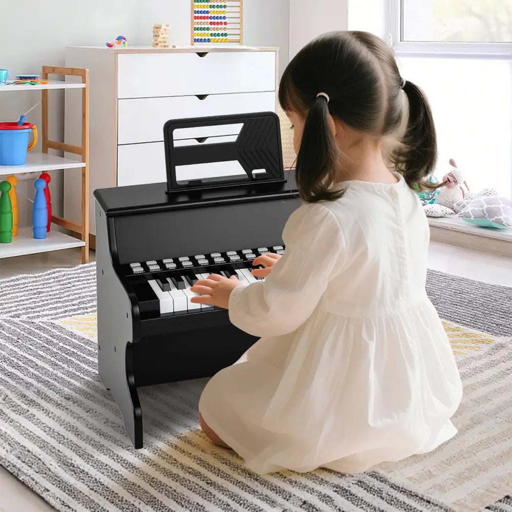 25 Keys Kids Piano Keyboard with Adjustable Speed and Teaching Mode-Black - Black - Pianos & Keyboards