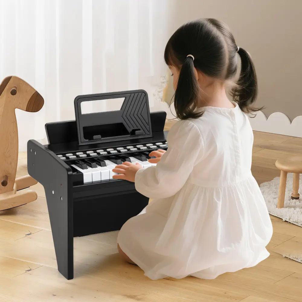 25 Keys Kids Piano Keyboard with Adjustable Speed and Volume-Black - Black - Pianos & Keyboards