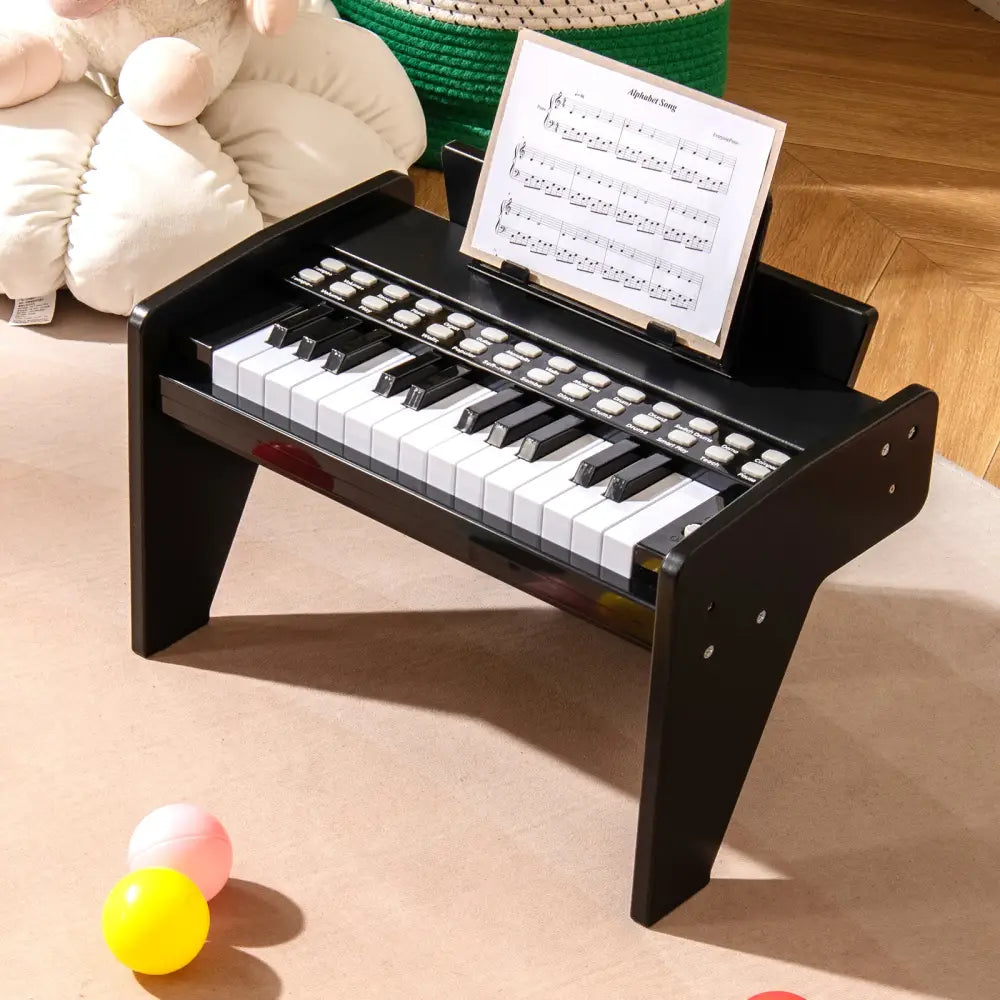 25 Keys Kids Piano Keyboard with Adjustable Speed and Volume-Black - Black - Pianos & Keyboards