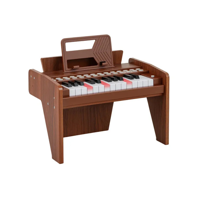 25 Keys Kids Piano Keyboard with Adjustable Speed and Volume - Brown - Oasis Home Essentials