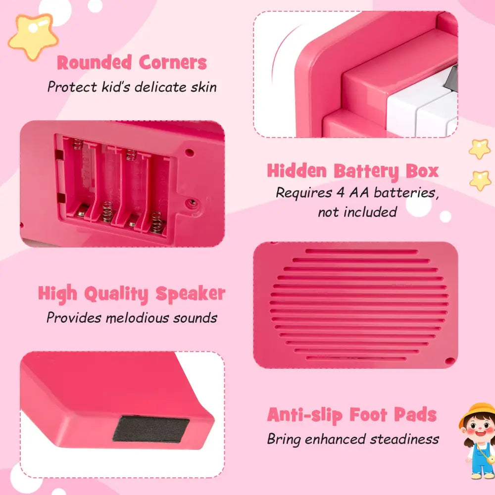 25 Keys Kids Piano Keyboard with Adjustable Speed and Volume-Pink - Pink - Pianos & Keyboards