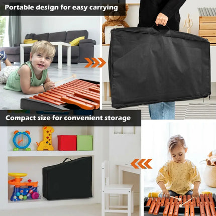 25 Notes Xylophone Wooden Percussion Educational Instrument with 2 Mallets - Black - Drums & Percussion