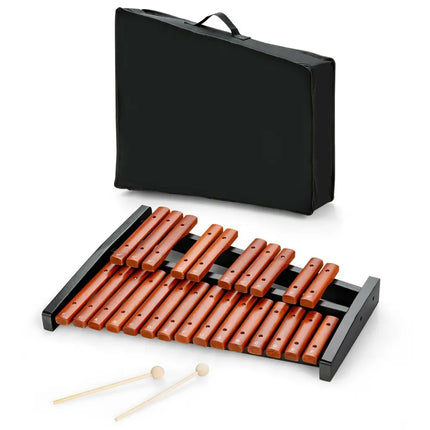 25 Notes Xylophone Wooden Percussion Educational Instrument with 2 Mallets - Black - Drums & Percussion