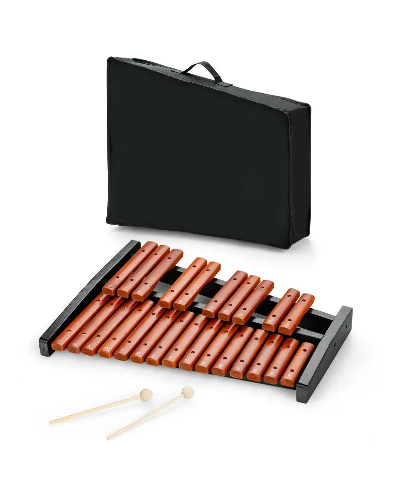 25 Notes Xylophone Wooden Percussion Educational Instrument with 2 Mallets - Black - Drums & Percussion