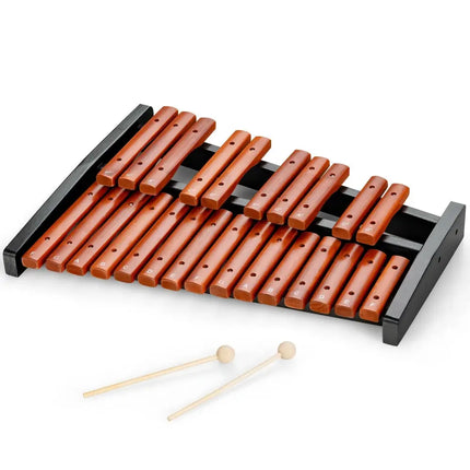 25 Notes Xylophone Wooden Percussion Educational Instrument with 2 Mallets - Black - Drums & Percussion