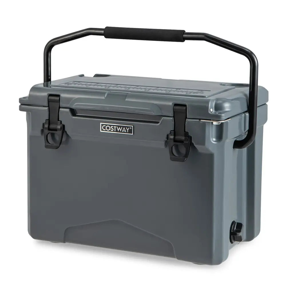 25 QT Hard Cooler with Aluminum Handle and Integrated Cup Holders-Gray - Gray - Coolers
