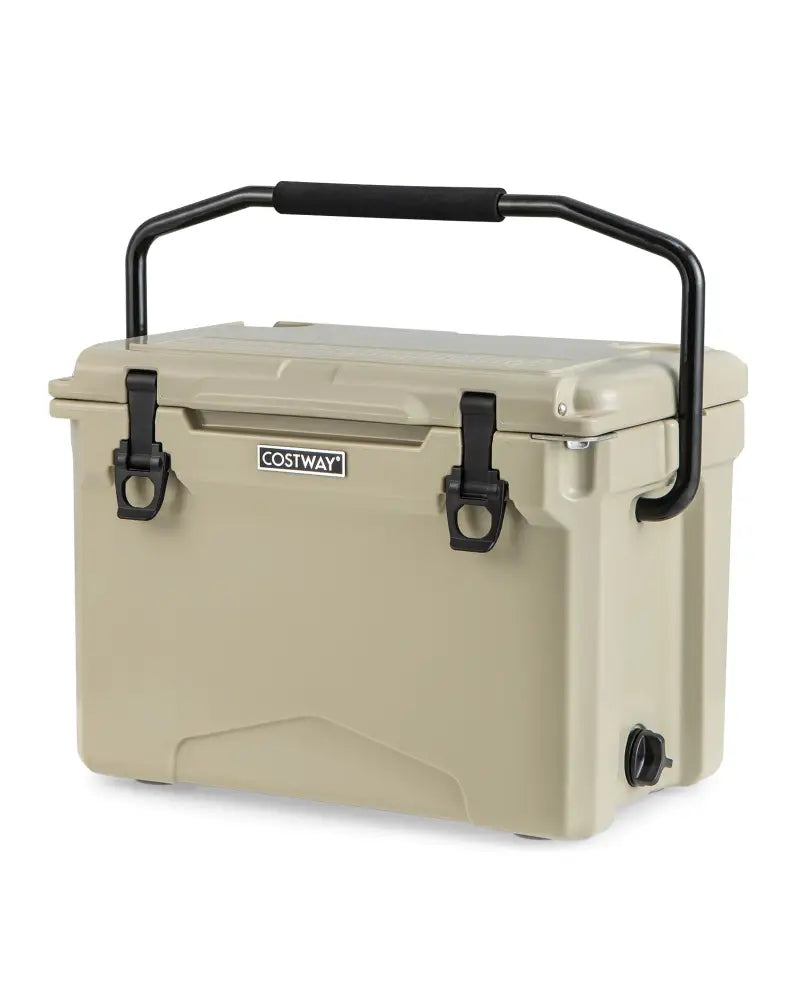 25 QT Hard Cooler with Aluminum Handle and Integrated Cup Holders-Tan - Tan - Coolers