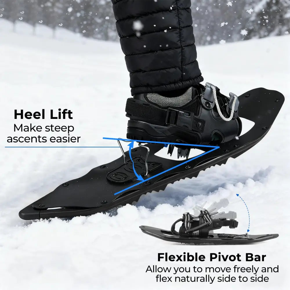 25€ Snowshoes with Trekking Poles-Black - Black - Winter Sports & Activities