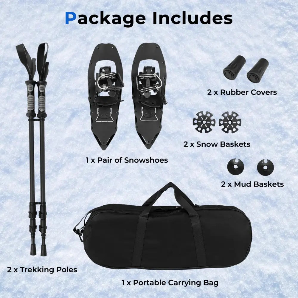 25€ Snowshoes with Trekking Poles-Black - Black - Winter Sports & Activities