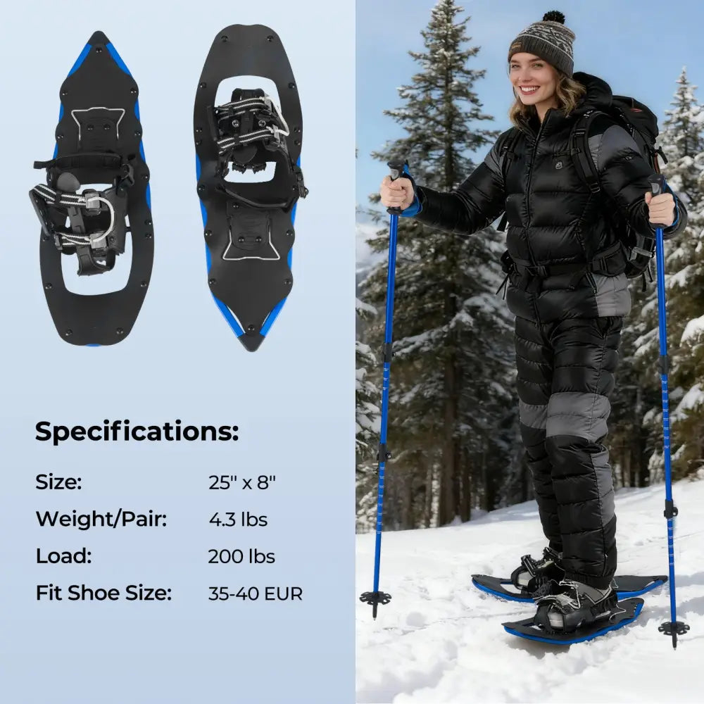 25€ Snowshoes with Trekking Poles-Blue - Blue - Winter Sports & Activities