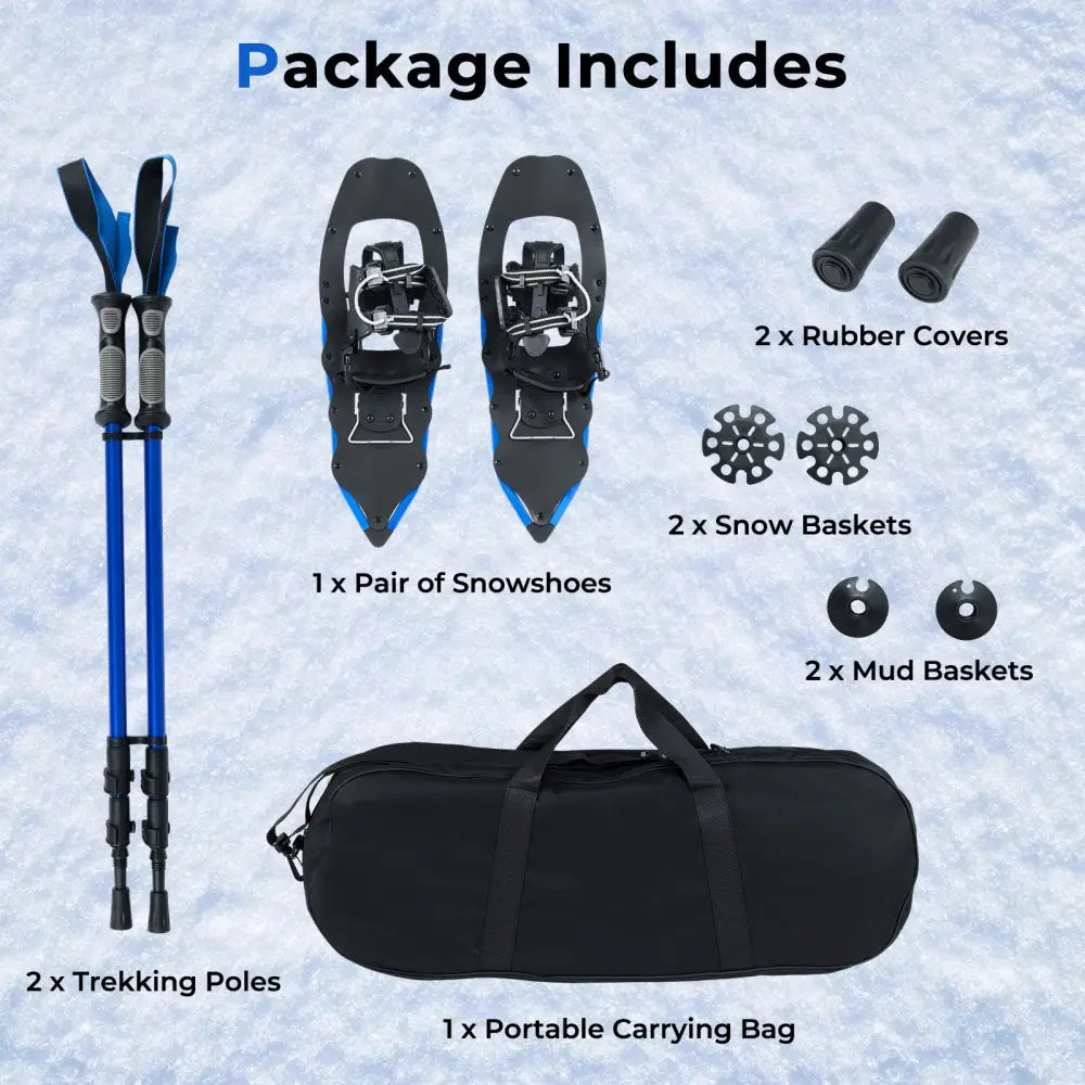 25€ Snowshoes with Trekking Poles-Blue - Blue - Winter Sports & Activities
