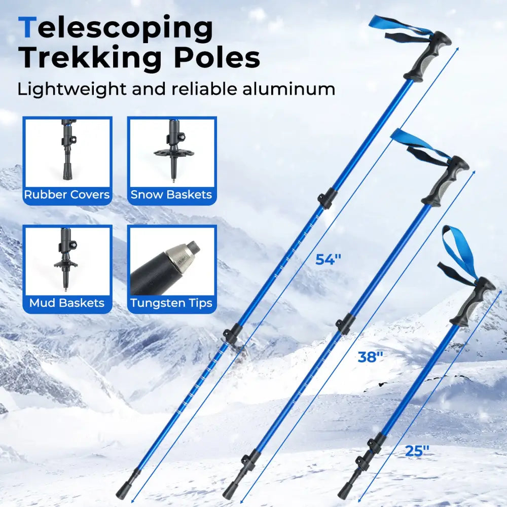 25€ Snowshoes with Trekking Poles-Blue - Blue - Winter Sports & Activities
