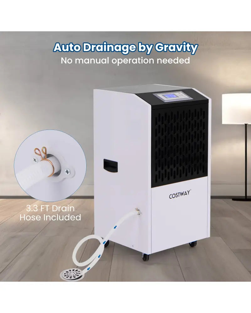 250 Pints Commercial Dehumidifier with Drain Hose Large Spaces up to 8500 Sq.Ft-White - White - Dehumidifiers