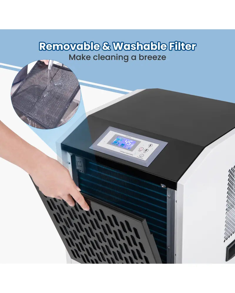 250 Pints Commercial Dehumidifier with Drain Hose Large Spaces up to 8500 Sq.Ft-White - White - Dehumidifiers