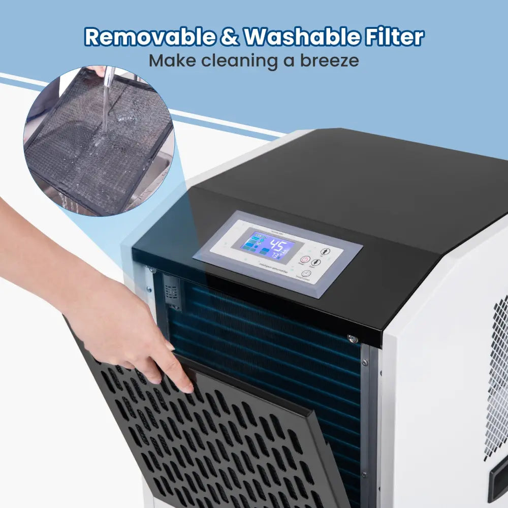 250 Pints Commercial Dehumidifier with Drain Hose Large Spaces up to 8500 Sq.Ft-White - White - Dehumidifiers