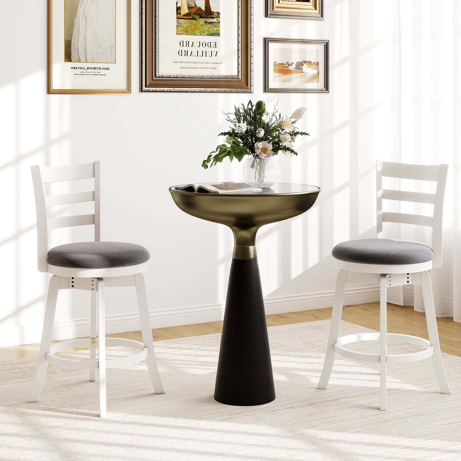 25"/30.5" Swivel Barstools Set of 2  360° Rotating Bar/Counter Height Chairs with Upholstered Seat-25 Inch
