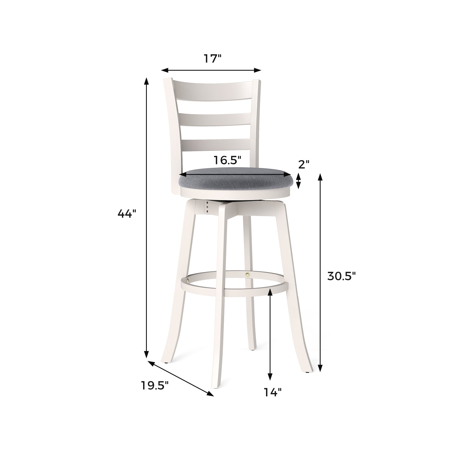 25"/30.5" Swivel Barstools Set of 2  360° Rotating Bar/Counter Height Chairs with Upholstered Seat-30.5 Inch