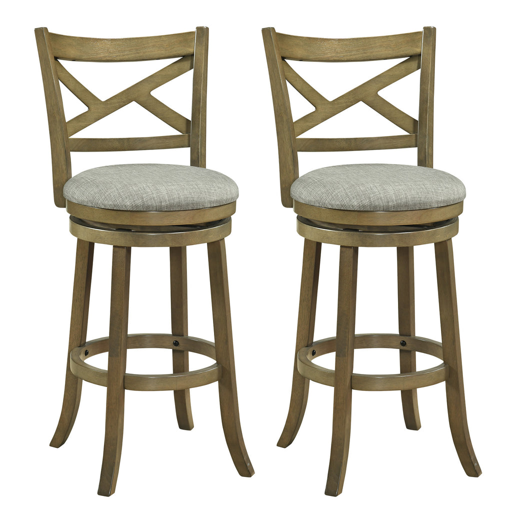 25/30 Inch Swivel Bar Stools Set of 2 with Backrests and Wood Frame-30 inches