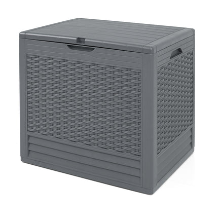 25 Gallon Outdoor Storage Box with Rattan Patterns-Gray