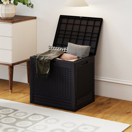 25 Gallon Outdoor Storage Box with Rattan Patterns-Brown