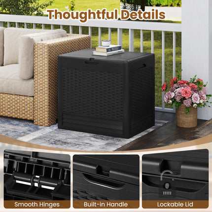 25 Gallon Outdoor Storage Box with Rattan Patterns-Black