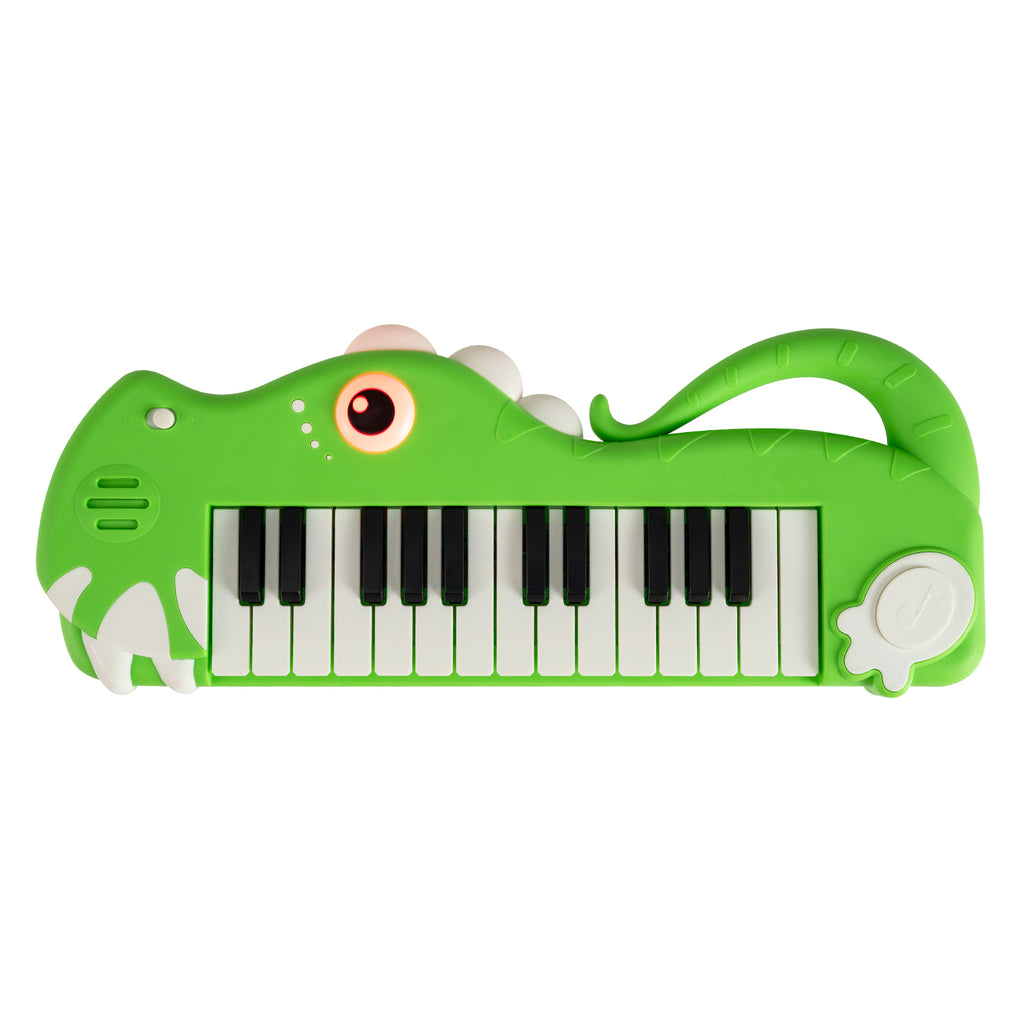 25-Key Kids Piano Keyboard Dinosaur Shape Toy Digital Piano with Built-in Music & Light-Green