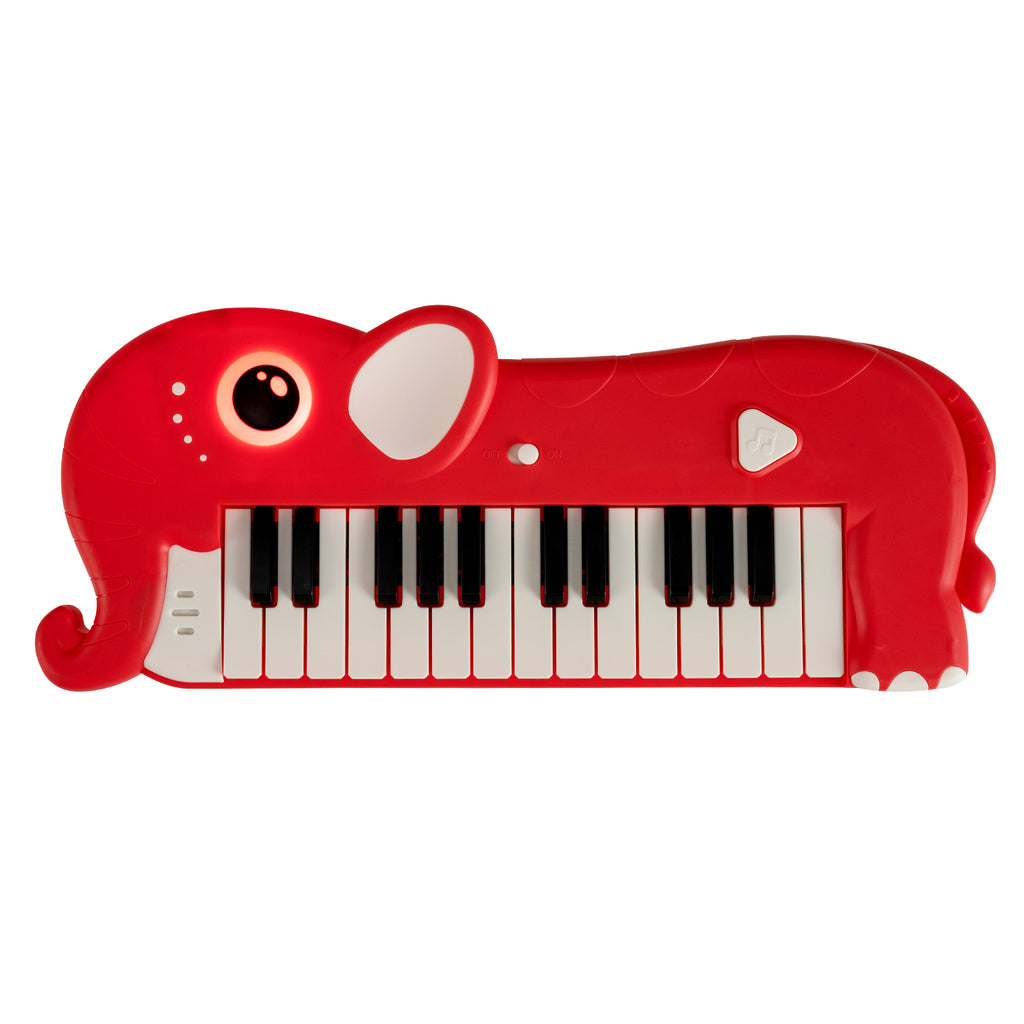 25-Key Kids Piano Keyboard Elephant Shape Toy Digital Piano with Built-in Music and Light-Red