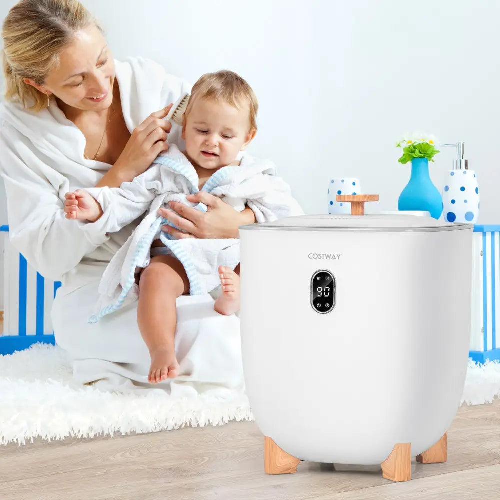 25L Towel Warmer Bucket with 2 Temperature Settings and Auto Shut Off-White - White - Dryers