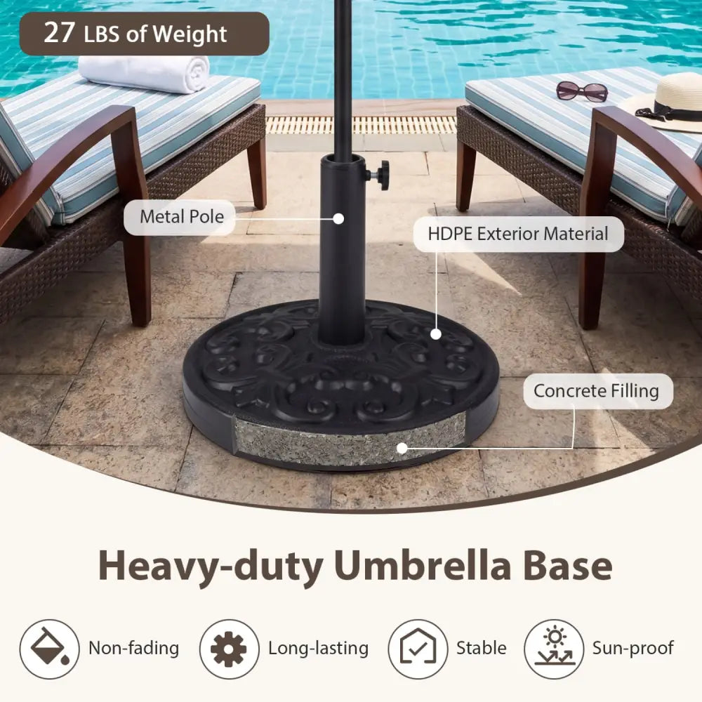 26.5 LBS Heavy-duty Round Umbrella Stand with Adjustable Knob - Outdoor Umbrella Bases