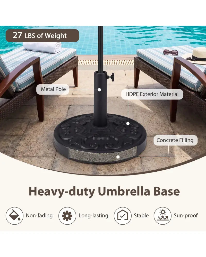 26.5 LBS Heavy-duty Round Umbrella Stand with Adjustable Knob - Outdoor Umbrella Bases