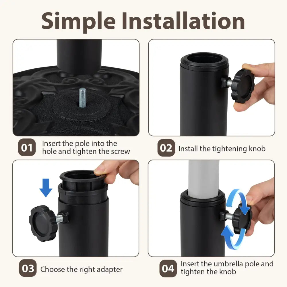 26.5 LBS Heavy-duty Round Umbrella Stand with Adjustable Knob - Outdoor Umbrella Bases