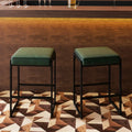 26 inch Bar Stools Set of 2 Counter Height Barstools with Faux Leather Upholstered Seat-Green - Green - Bar Stools