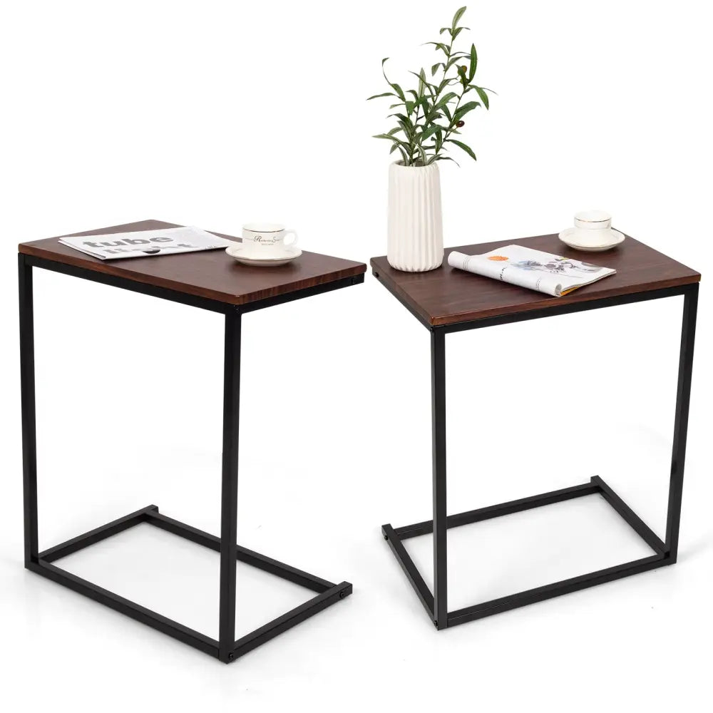 26 Inch Beside Sofa Laptop Holder End Stand Desk-Dark Brown - Dark Brown - End & Side Tables