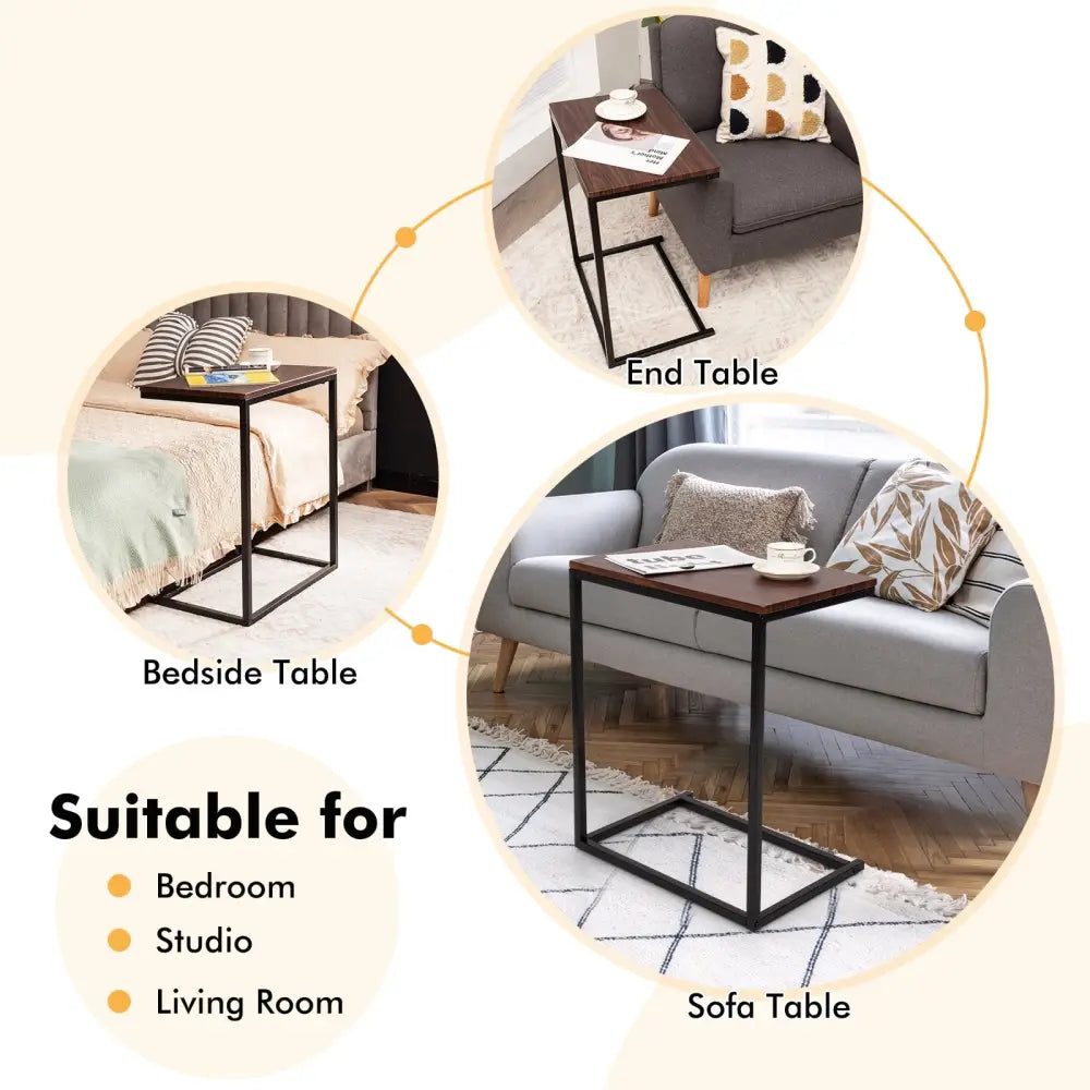 26 Inch Beside Sofa Laptop Holder End Stand Desk-Dark Brown - Dark Brown - End & Side Tables