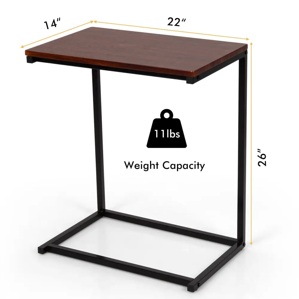 26 Inch Beside Sofa Laptop Holder End Stand Desk-Dark Brown - Dark Brown - End & Side Tables