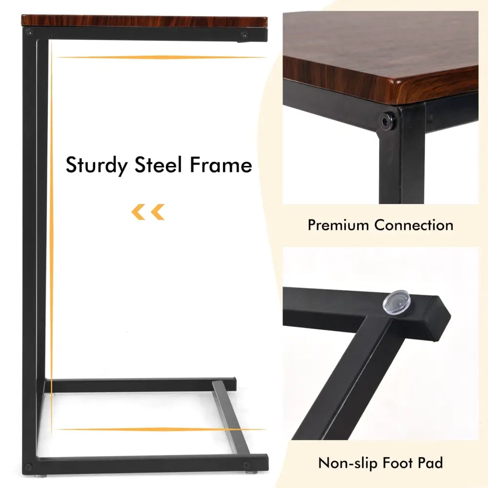 26 Inch Beside Sofa Laptop Holder End Stand Desk-Dark Brown - Dark Brown - End & Side Tables