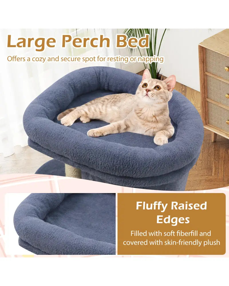 26 Inch Cat Tower with Large Padded Push Perch and Dual Condos-Dark Gray - Dark Gray - Cat Trees Condos & Scratchers
