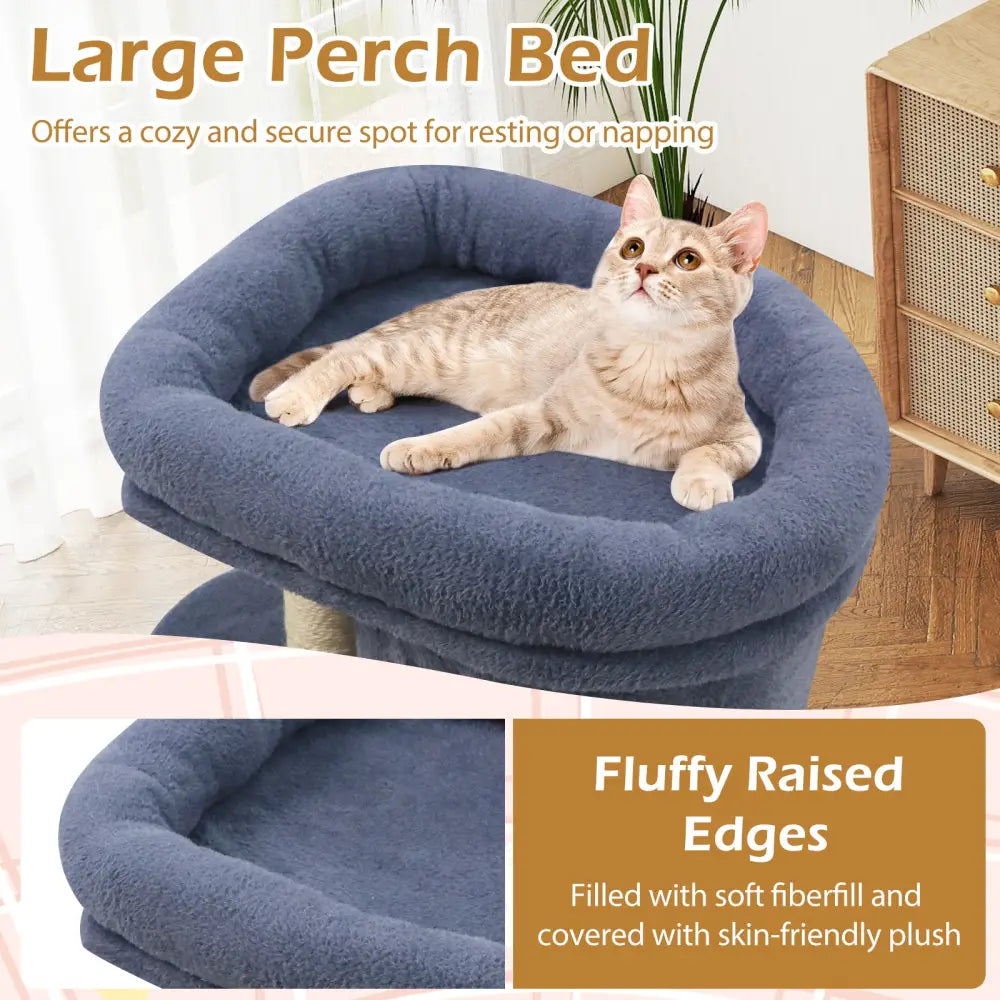 26 Inch Cat Tower with Large Padded Push Perch and Dual Condos-Dark Gray - Dark Gray - Cat Trees Condos & Scratchers